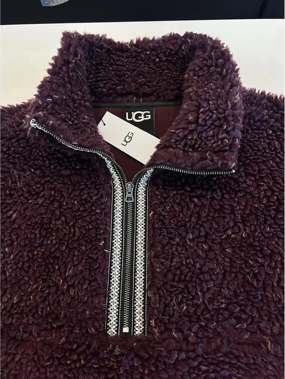 $178 UGG UGGbraid Confetti Half Zip Pullover Men's Size L Wild Grape
